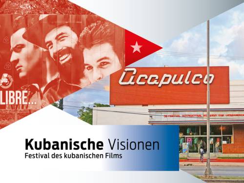 Auf dem Bild ist links ein Ausschnitt aus einem Plakat Cuba libre und rechts das Kino Acapulco zu sehen